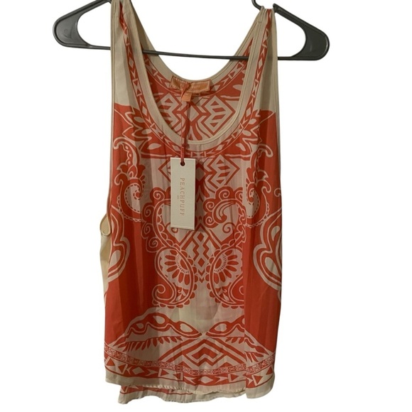 NWT PeachPuff Tank  Peach Color boho print size medium - Picture 1 of 7